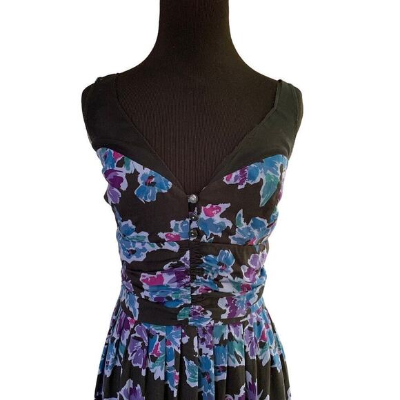 Free People Blue Floral Sleeveless Summer Dress with Petticoat Size 10 - Picture 2 of 7